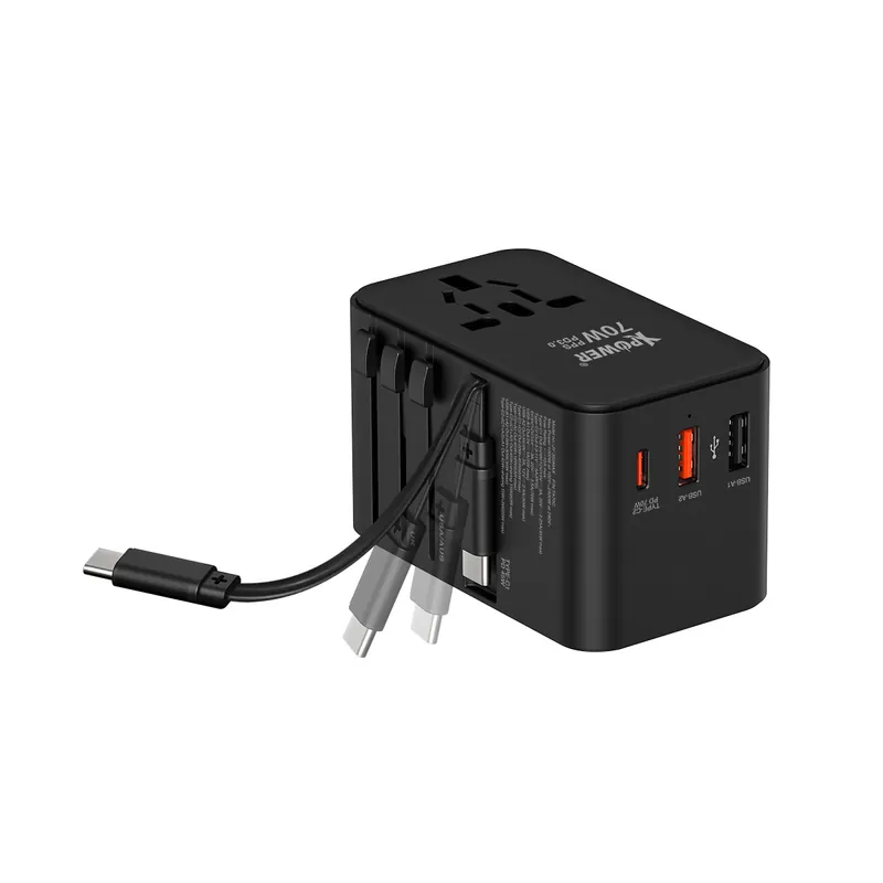 XPower 70W PD+PPS GaN 內置線 旅行充電器 TA70C
