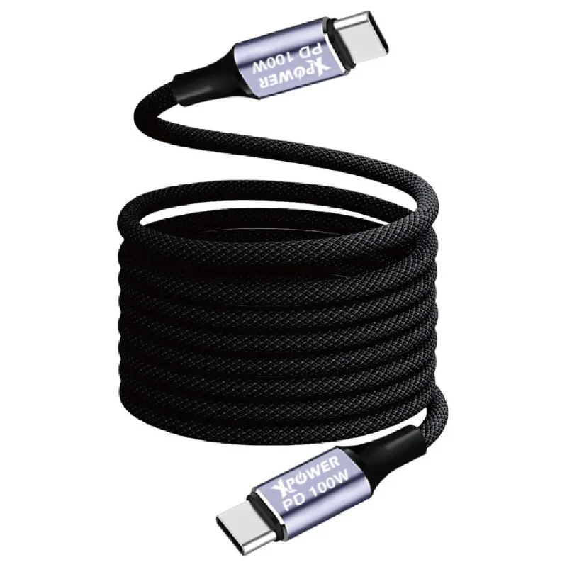 XPower 磁吸收納鋅合金100W高速傳輸充電線 OE100