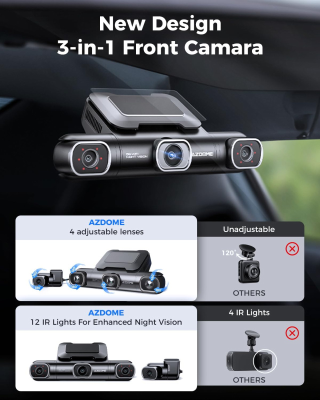 AZDOME M660 4鏡頭 360° 2K+1K+1K+1K 內存128GB 超高清行車記錄儀 WIFI GPS