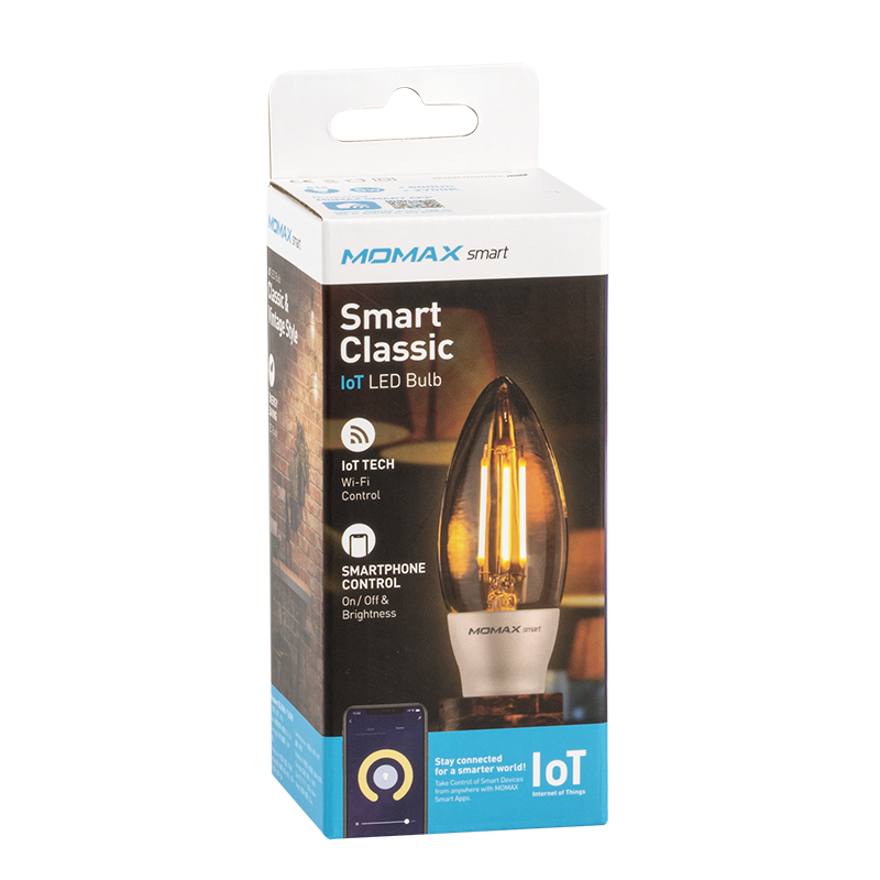 Momax Smart Wi-Fi LED 智能復古燈泡 (蠟燭型) [E14、2700K IB1]