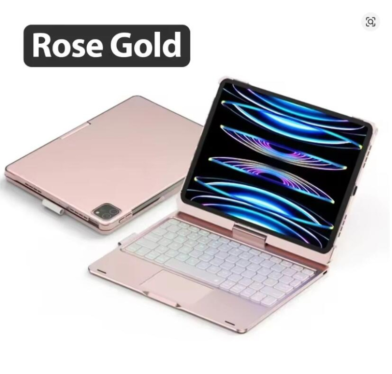 適用 iPad A16 AIR 11 Pro 11 旋轉鍵盤保護套 觸控板 7色背光藍牙鍵盤保護套