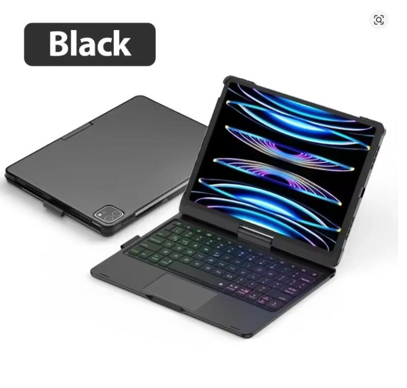 適用 iPad A16 AIR 11 Pro 11 旋轉鍵盤保護套 觸控板 7色背光藍牙鍵盤保護套