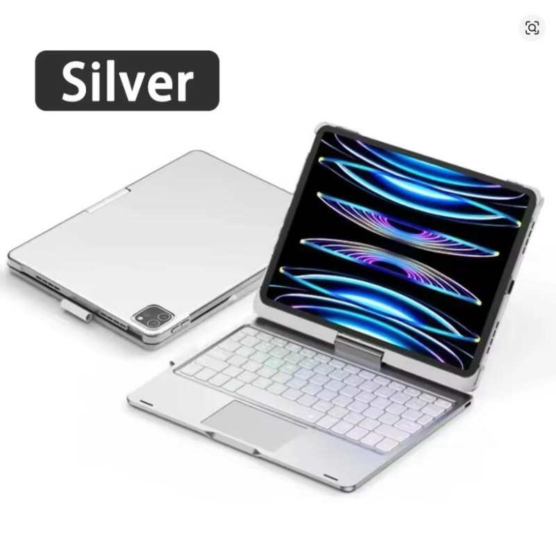 適用 iPad A16 AIR 11 Pro 11 旋轉鍵盤保護套 觸控板 7色背光藍牙鍵盤保護套