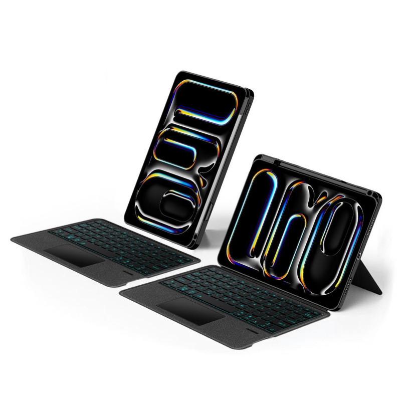 適用於 iPad Pro 11(2024) M4 可拆式藍牙鍵盤保護套 Keyboard Trackpad 智能觸控板 多角度調教