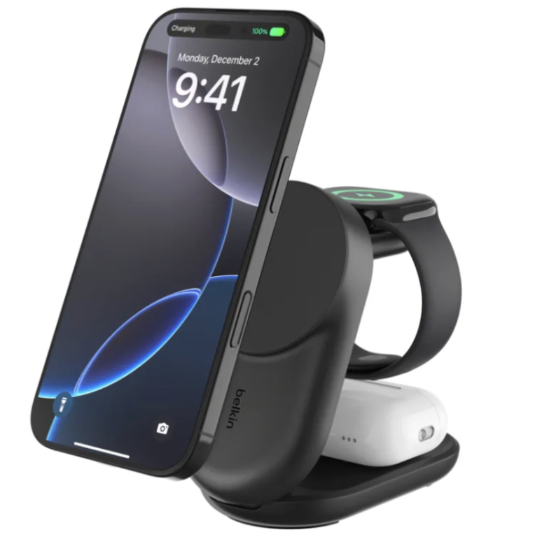 Belkin UltraCharge Qi2 3合1 可折疊磁吸充電器 25W WIZ037my