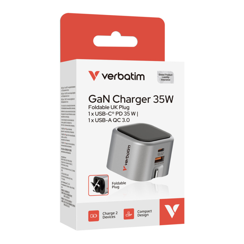 Verbatim 35W GaN 折疊式充電器 (英規插頭) - 32350