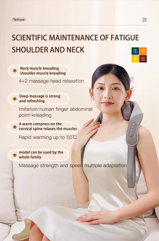 TECHLOVE深層肩頸按摩器|斜方股按摩儀|快速加熱|模仿人手柔揉技術