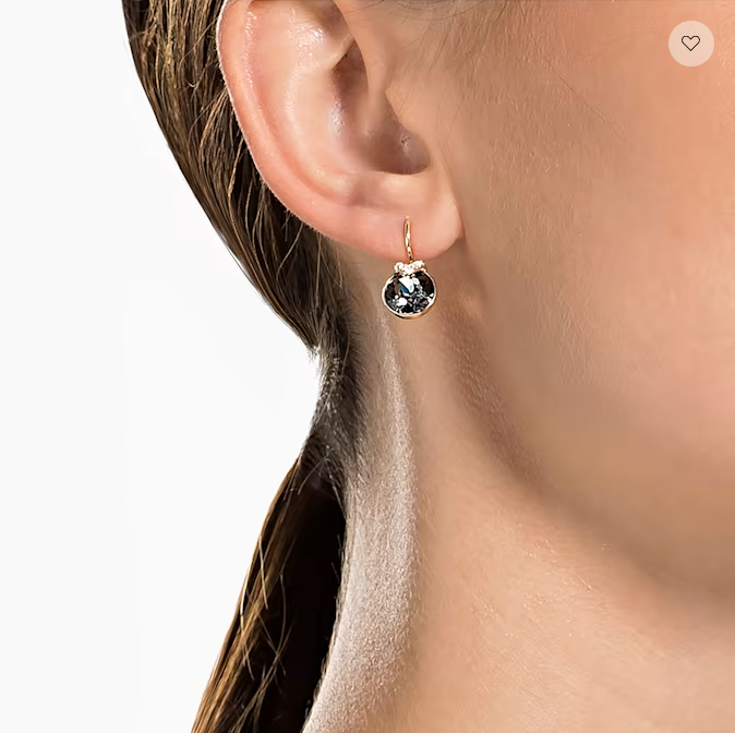 Swarovski 施華洛世奇 Bella V水滴形耳環 圓形切割 灰色 鍍玫瑰金色調 &nbsp;5299317 平行進口