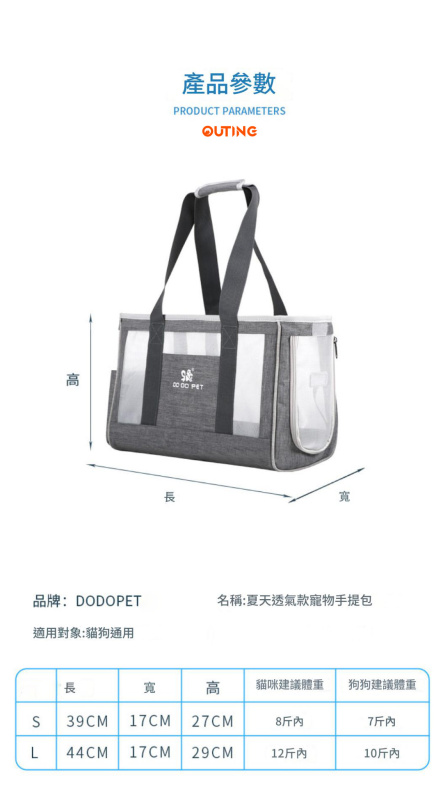 寵物手提包(大碼)│外出便攜│斜挎手提包│貓狗同行背包│透氣大容量│洗貓袋