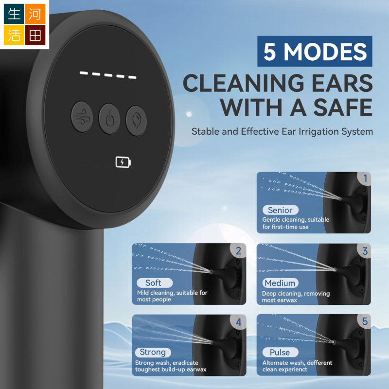 電動洗耳器 | Type C充電 安全有效 不傷耳朵 | 五檔可調節 洗烘二合一 | 家用耳仔清潔器