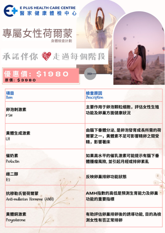 女士基本荷爾蒙檢查 HORMONE TEST *醫家健康體檢中心 女士基本荷爾蒙檢查 HORMONE TEST *醫家健康體檢中心