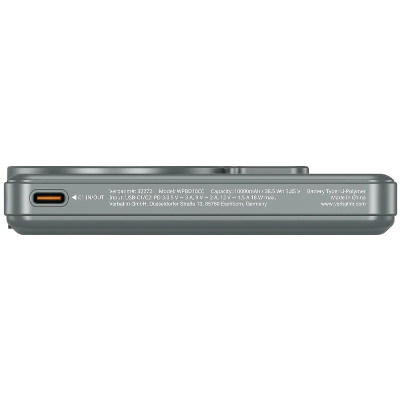 【免運費】Verbatim Charge 'n' Go 10000mAh 2C + LED螢幕 流動充電池【原裝行貨】
