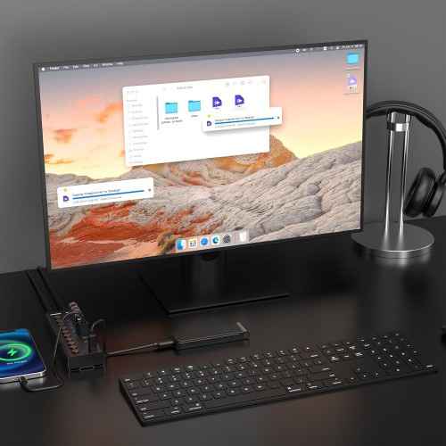 Fideco 10 Ports USB 3.2 10Gbps Type C Type A Hub with Individual On/Off Switches Splitter HCA64