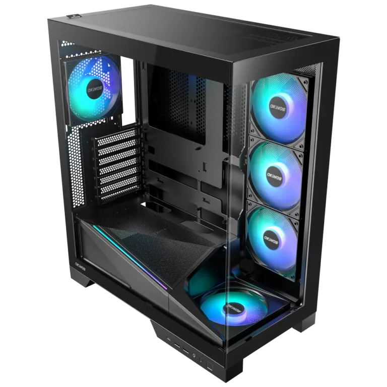 Okinos AQUA 9 ARGB Mid-Tower Gaming PC Case - BLACK