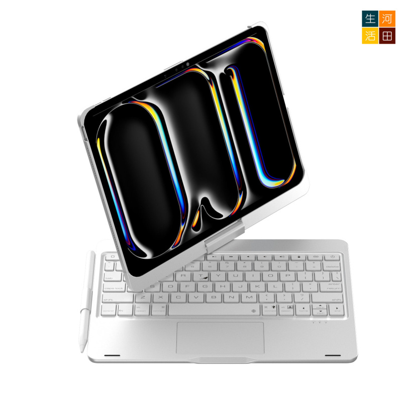 iPad Pro 7/8th 2025 2025 24 11 旋轉鍵盤保護套 A3357 A3358 A3359 A2836 A2837 A3006觸控板 7色背光
