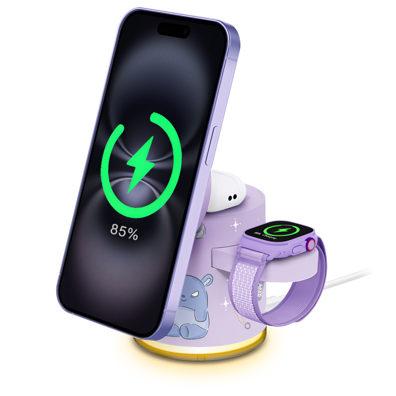 XPower x Sanrio Kuromi Qi2迷你掌心5合1 MagCharge 15W磁吸無線充電座 GE1