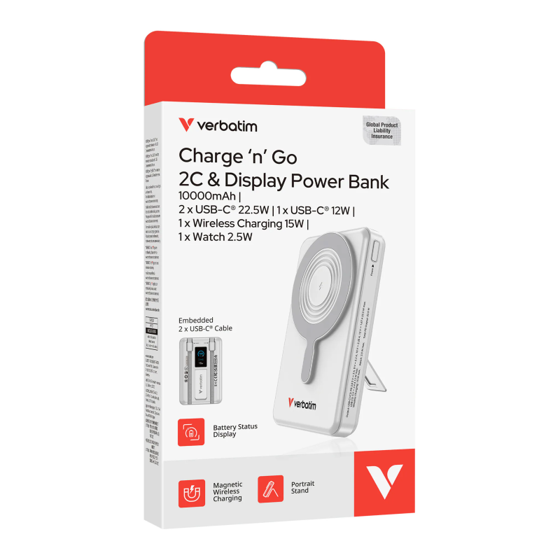 Verbatim Charge 'n' Go 2C LED螢幕 流動充電池 10000mAh 32272 / 32273 Verbatim Charge 'n' Go 2C LED螢幕 流動充電池 10000mAh 32272 / 32273