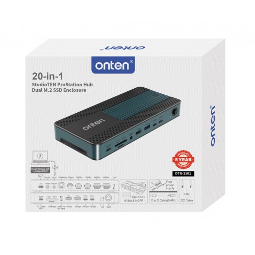 Onten 20 in 1 USB-C Multi-Function Dock station M.2 Hard Disk Enclosure OTN-2501