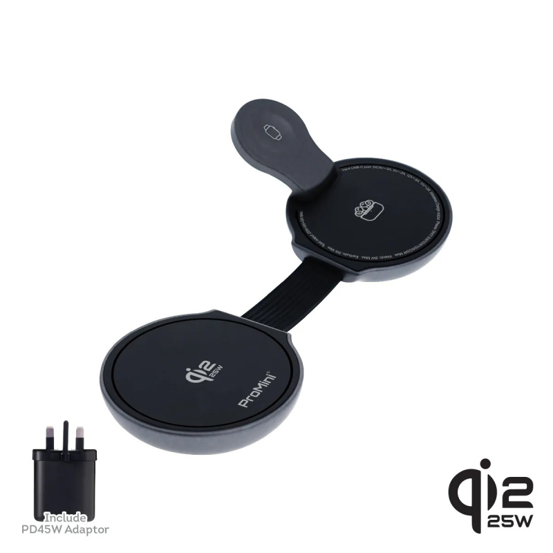 Magic-Pro ProMini MagW5C 35W Qi2.2認證 磁吸三合一迷你無線充電座 (連火牛)