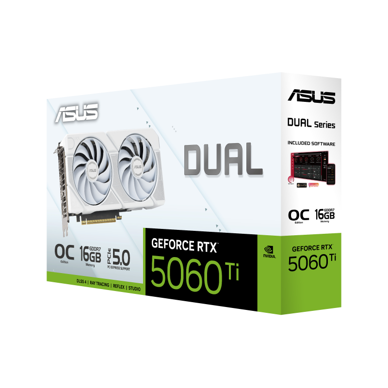 ASUS Dual GeForce RTX™ 5060 Ti 16GB GDDR7 White OC Edition ASUS Dual GeForce RTX™ 5060 Ti 16GB GDDR7 White OC Edition