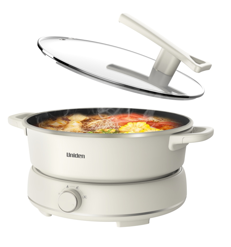 日本品牌 Uniden AC5410 多功能電煮鍋 6L 大容量-火力 1800W 快烹-耐溫-部隊鍋-火鍋-燉煮-煲湯-粥-麵-雙環加熱盤-易潔內鍋-香港總代理