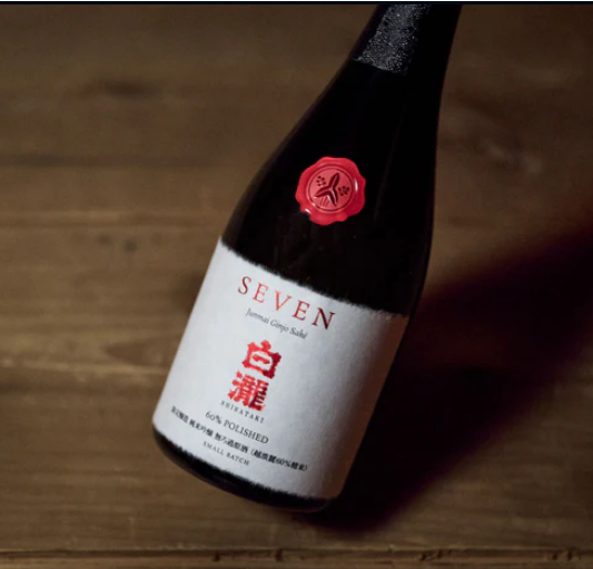 白瀧SEVEN 純米吟醸 60％（越淡麗60％精米、瓶燗１火入れ、純米吟醸無濾過原酒）720ml  (門市現金優惠價減$ 270)