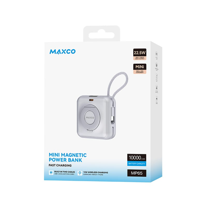 MAXCO Mini MagSafe 支架磁吸無線充電池10000mAh CCC認證 MP65