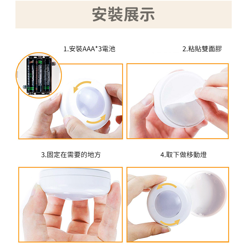 杰克 LED紅外遙控冰球燈丨壁燈丨櫥櫃燈丨RGB遙控彩色燈丨節日氛圍拍拍按壓夜燈丨遙控小夜燈丨六燈二遙套裝丨C1583 白色外殼 (1181)