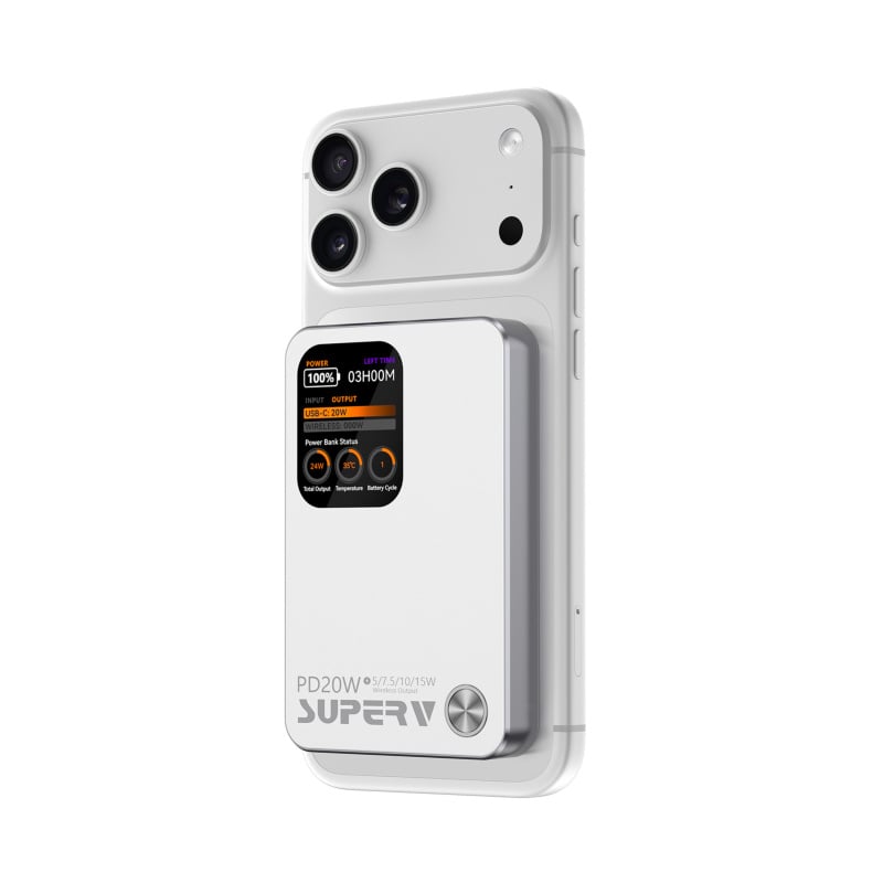 [CCC認證] SuperV 磁吸行動電源 10000mAh 20W [3色][PB-11] #香港行貨 #實時溫度監測【轉數快 開倉清貨節】