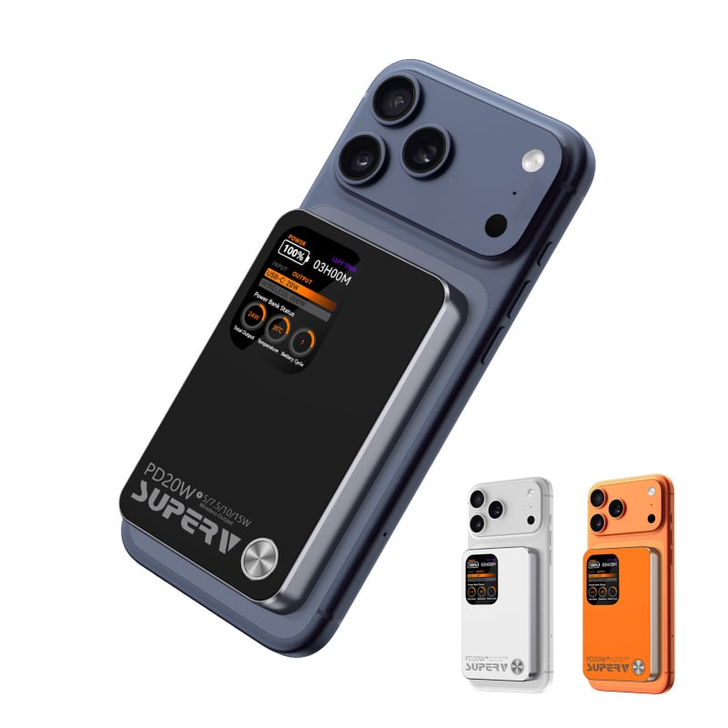 [CCC認證] SuperV 磁吸行動電源 10000mAh 20W [3色][PB-11] #香港行貨 #實時溫度監測【轉數快 開倉清貨節】