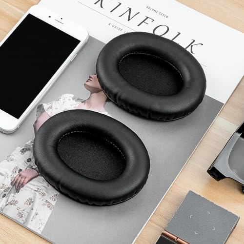 Replacement Earpads for HyperX Cloud II/III/Mix/Alpha/Cloud Flight/Stinger 2 Headphones, Black Faux Leather, 1對蛋白皮耳套耳罩