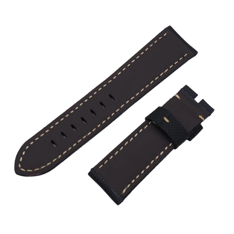 24mm, 26mm 黑色尼龍紋FKM氟橡膠混合皮革底 Panerai 代用錶帶