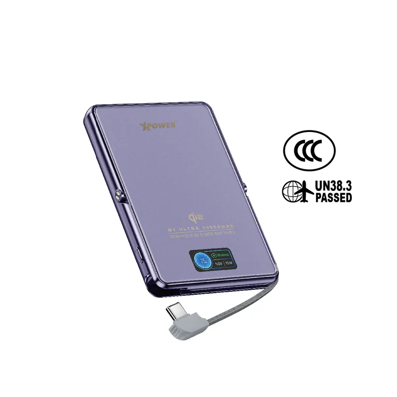 XPower M1 Ultra 半固態3C版 Qi2 Magcharge TFT 彩屏顯示磁吸行動電源 (3C認證) 10000mAh