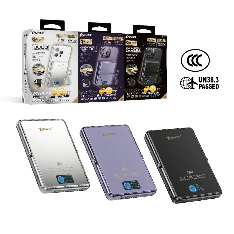 XPower M1 Ultra 半固態3C版 Qi2 Magcharge TFT 彩屏顯示磁吸行動電源 (3C認證) 10000mAh