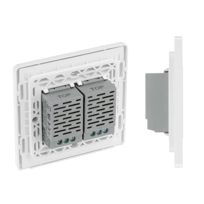 英國品牌 BG Evolve 輕觸式-雙控 2 位調光器 PCDCLTDM2W 主掣+PCDCLTDS2W 副掣 (共 2 件) Pearlescent White 珠光白-香港代理