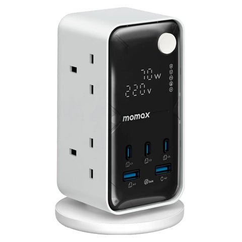MOMAX 1-Charge Work-Flow 70W 2A3C 6 位數顯拖板 [US25UKW]