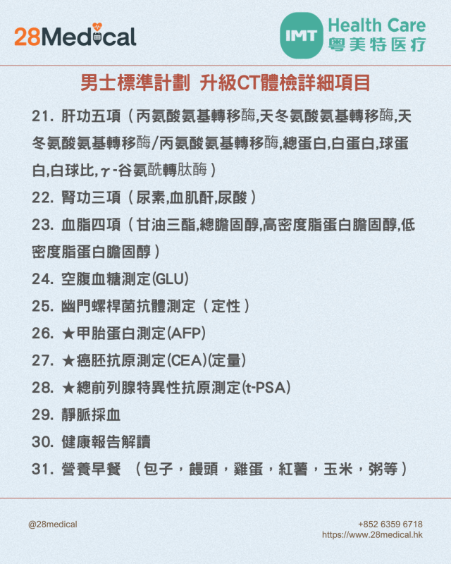 大灣區高端體檢-粵美特醫療男士升級CT計劃