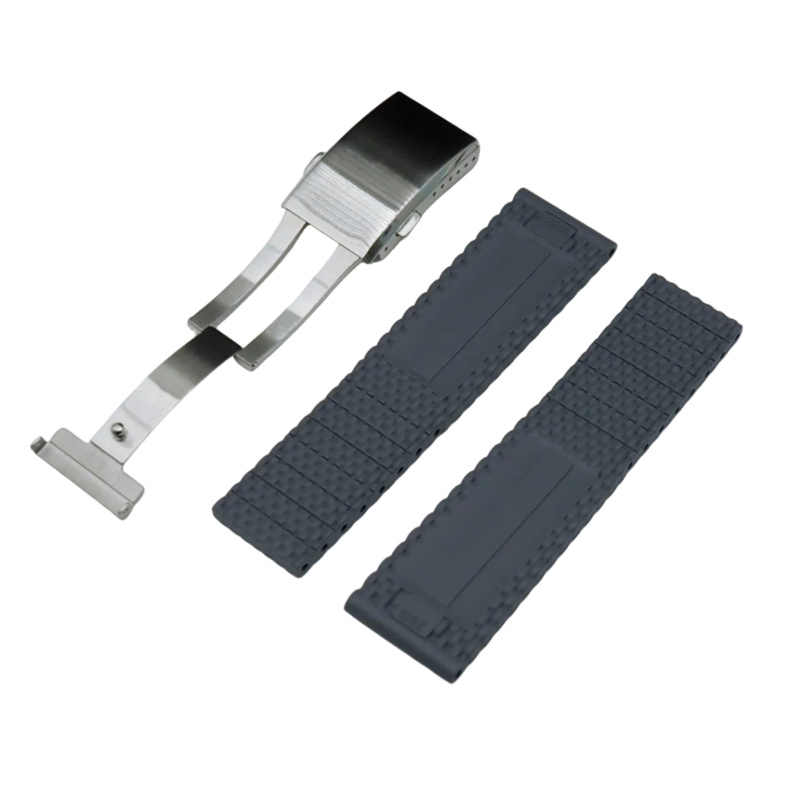 22mm, 24mm 灰色網紋 FKM 氟橡膠 Breitling 代用錶帶, 剪帶款