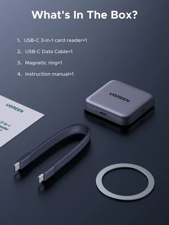 Ugreen 綠聯 CM898 3-in-1 Magnetic USB-C Card Reader 讀卡器 65095