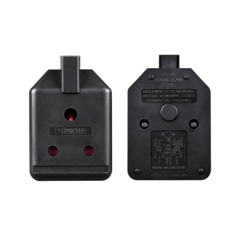 Masterplug [2件裝] 英國品牌-重工業 PermaPlug 15A 擴展插座-1位-黑色 ELS15B 重新接駁電線系列 (不包括電線) 香港總代理