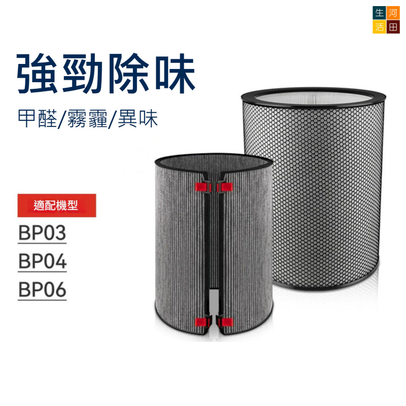 適配Dyson BP03 BP04 BP06 副廠代用HEPA及活性碳濾網套裝 (1套2件)