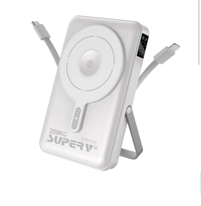 SuperV 4合1 LED顯示屏無線移動電源 10000mAh F45 (CCC追溯二維碼）