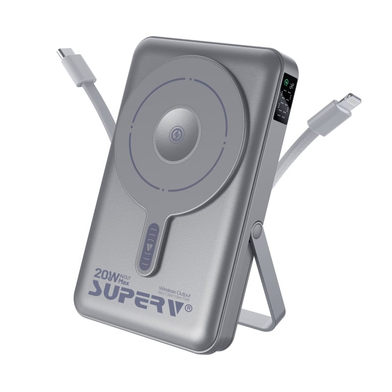 SuperV 4合1 LED顯示屏無線移動電源 10000mAh F45 (CCC追溯二維碼）
