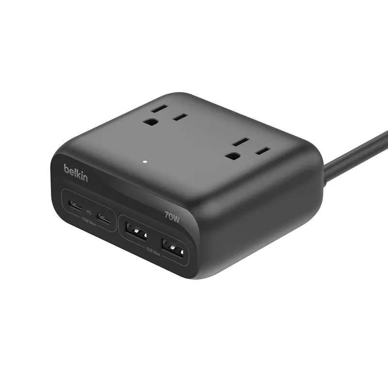 Belkin 6合1 GaN 多功能充電座 70W (2 個 USB-C, 2 個USB-A, 2 位插座) SRZ001my1.5M