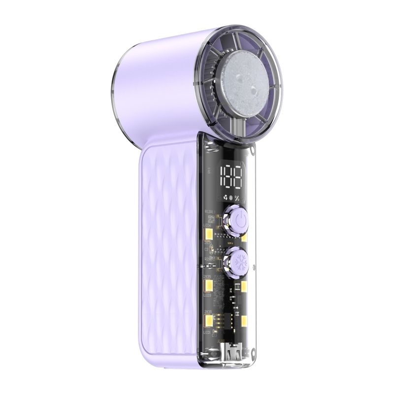 Ippin 一品 - 迷你製冷手持風扇 T-243-PUR (紫色) 2000mAh | 製冷風扇 | 高速風扇 | ICE 金屬鋁超導體製冷技術