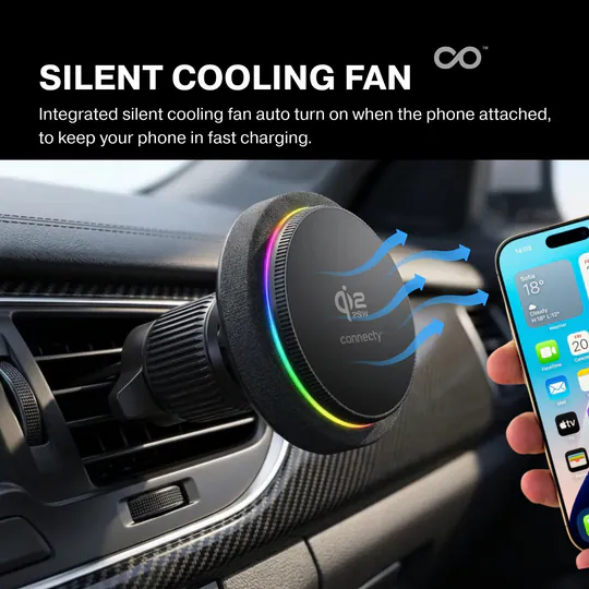 Connecty MagChill 25W Qi2.2 自動冷卻車載磁吸充電支架 CM125D