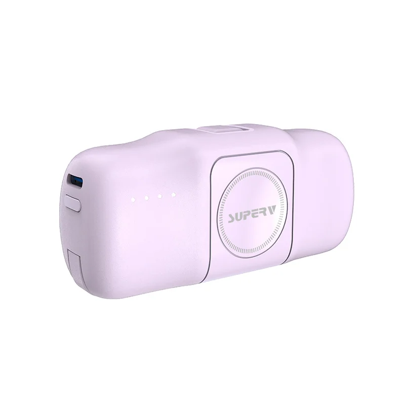 SUPERV Power31 Power Bank 5000mAh PD15W 85mm Built-in Type-C Cable 3-in-1 Multifunction Capsule Design