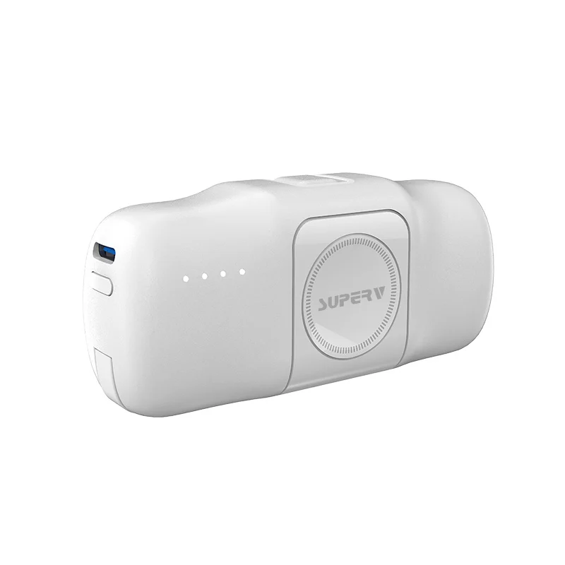 SUPERV Power31 Power Bank 5000mAh PD15W 85mm Built-in Type-C Cable 3-in-1 Multifunction Capsule Design