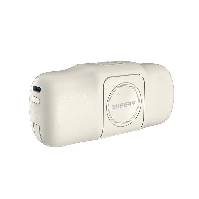 SUPERV Power31 Power Bank 5000mAh PD15W 85mm Built-in Type-C Cable 3-in-1 Multifunction Capsule Design