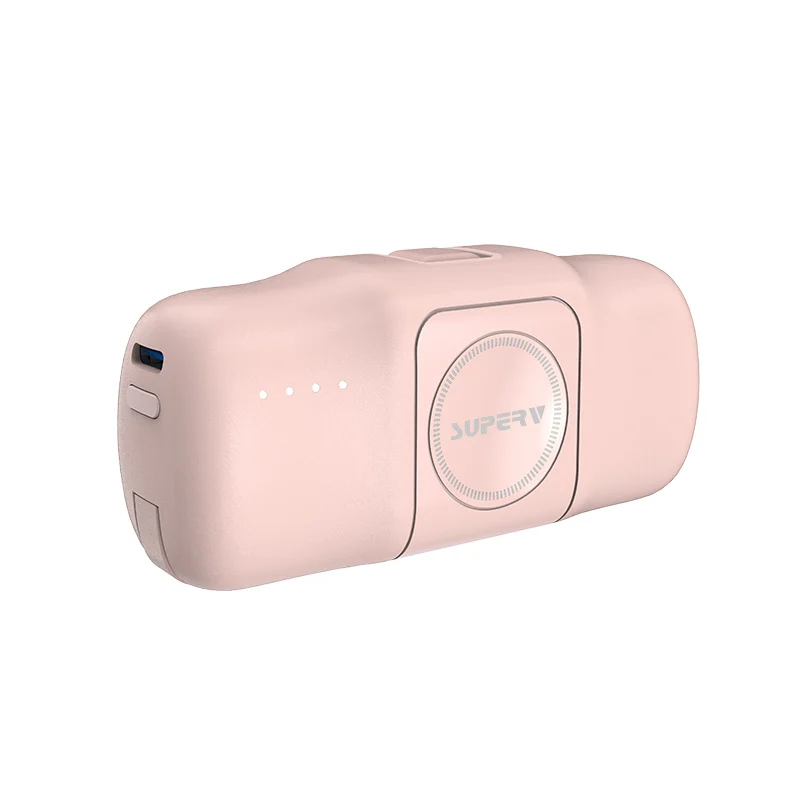 SUPERV Power31 Power Bank 5000mAh PD15W 85mm Built-in Type-C Cable 3-in-1 Multifunction Capsule Design